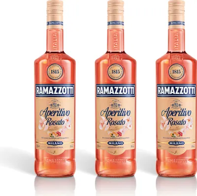 Produktbild von Ramazzotti Aperitivo Rosato 3er Set, Aperitif, Mixaperitif, alkoholisches Getränk, Alkohol, Flasche, 15%, 3 x 1 L