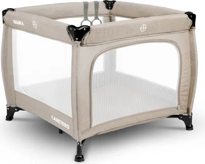 A baby playpen on a white background.