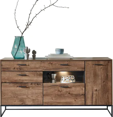 Produktbild von Industrial Design Sideboard in Haveleiche Cognac mit graphit MINNEAPOLIS-55 inkl. LED-Beleuchtung B/H/T ca: 175/91/48 cm