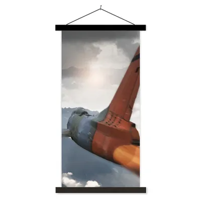 Produktbild von MuchoWow® Textilposter Ein Armeejet über den Bergen 90x180 cm mit schwarzem Rahmen - Dekoration Wohnzimmer