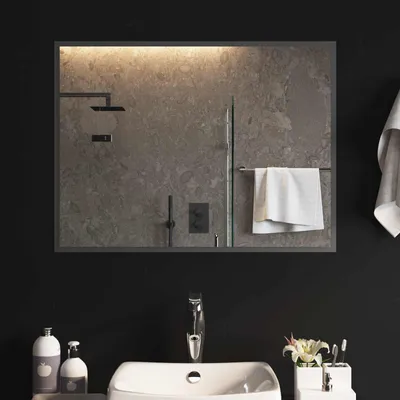 Immagine prodotto di Specchio da bagno a LED, trasparente, 80 x 60 cm, vetro temperato