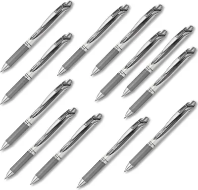Produktbild von 12x PENTEL EnerGel Gelschreiber BL77 medium Schreibfarbe GRAU