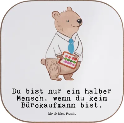Produktbild von Mr. & Mrs. Panda Untersetzer für Gläser Bürokaufmann Herz - Weiß - Geschenk, Coaster, Spruch, Tischuntersetzer, Kaufmann Büromanagement, Beruf, Glas, Tassenuntersetzer