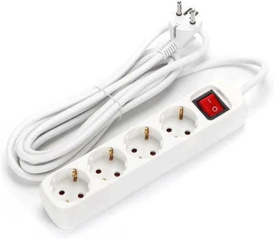 Produktbild von Verteilerleiste – Weiß – 4-fach Schalter – 1,5 m – 3680 W – Kindersicherung