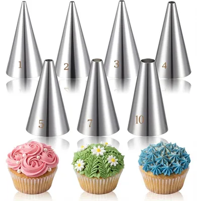7-teiliges Edelstahl-Spritztüllen-Set für Torten Dekoration
