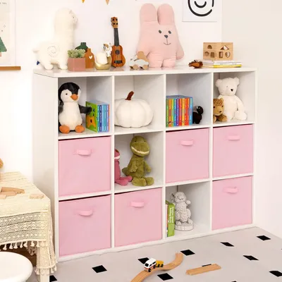Obrázok produktu pre Úložné boxy, 6 kusov, 33 x 33 x 32,4 cm, ružová, na hračky
