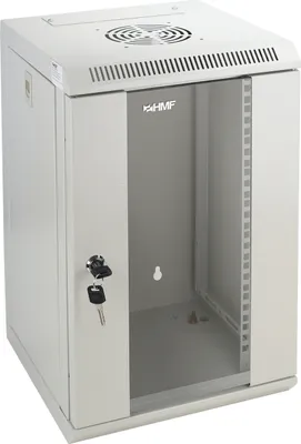 10 Zoll Serverschrank mit 9 Höheneinheiten von HMF mit 31.2 cm Breite in Lichtgrau