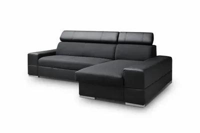 Produktbild von Ecksofa Sofa MARIZA mit Schlaffunktion Schwarz Ottomane Rechts