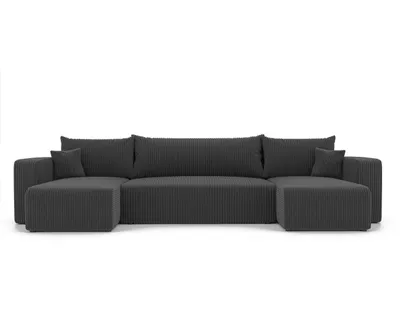 Produktbild von Idohome Ecksofa-Wohnzimmer Sofa mit Schlaffunktion und Bettkasten, Eckcouch, Polstermöbel, Sofa, Couch modern in Farbe Dunkelgrau Poso 34 U Form Piano