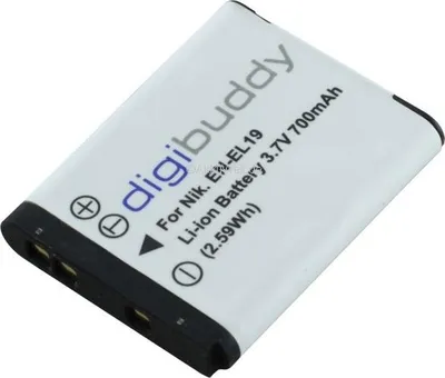 Image de batterie digibuddy compatible avec Nikon EN-EL19 / Sony NP-BJ1 Li-Ion
