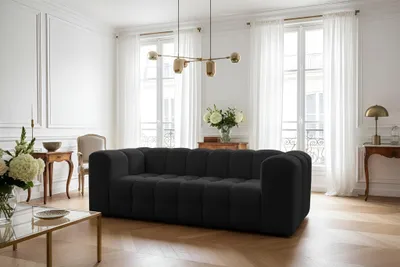 Produktbild von Sofa Designersofa SOLVIE 3-Sitzer in Stoff Tiffani Schwarz