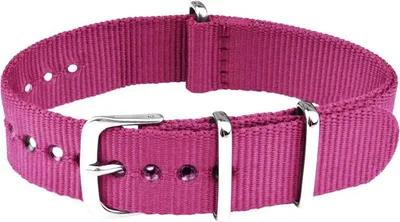 Produktbild von ClassicWatchStraps Nylon Uhrenarmband - Rosa, 22 mm, Silber poliert