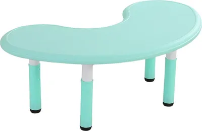 Image de Table pour enfants réglable en hauteur (43–51 cm), 120 x 65 cm – Bureau en demi-lune vert clair en plastique – Table multifonctionnelle en forme de lune pour enfants (garçons et filles) de 2 à 10 ans