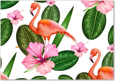 Produktbild von Tulup® Leinwandbild - 100x70 cm - Wandkunst - Drucke auf Leinwand - Leinwanddruck  - Tiere - Mehrfarbig - Flamingos Pflanzen