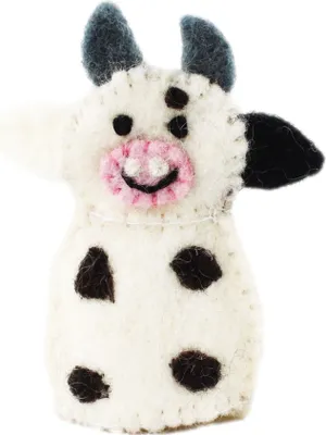 Produktbild von Fingerpuppe aus Filz - Kuh 02 - Finger Püppchen