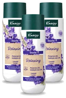Immagine prodotto di 3 flaconi di gel doccia Kneipp, rilassante alla lavanda, 200 ml ciascuno, confezione
