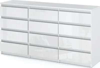 Zdjęcie produktu dla Komoda 12 Szuflad Pojemna Szafka Do Salonu Sypialni Rtv 180Cm Biały Połysk