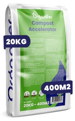 Obrázek produktu pro Kompostový Urychlovač 20 kg – Pro 100–400 m2 / 20 m³ – Aktivátor Kompostu – Rychlá Kompostace, Lepšia Kvalita & Aktivace Mikrobů – Organifer