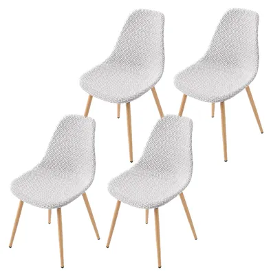 Stuhlbezüge Jacquard, 4er-Set, dunkelgrau, abnehmbar, waschbar