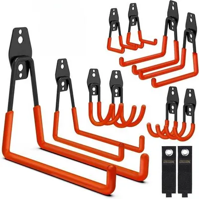 Produktbild von 10 Stück Garage-Haken für das Aufhängen von Leitern/Rädern/Gartengeräten
