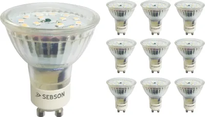 A collection of LED light bulbs on a white background.