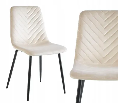 Produktbild von Furnitex Beige Velvet Chair K5-FX With Black Metal Legs