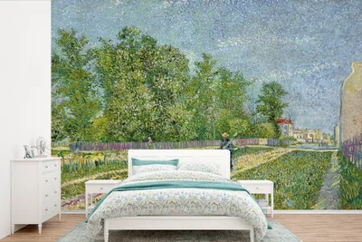 Produktbild von MuchoWow® Fototapete für Wohnzimmer oder Schlafzimmer Wandtapete Vinyl Motivtapete Vororte von Paris - Vincent van Gogh - 420x280 cm - Zimmer für Kinder