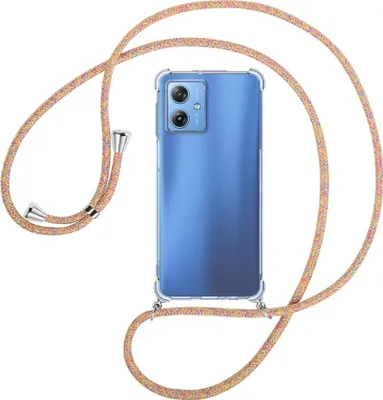 Produktbild von Handykette Backcover-Schutzhülle mit Band (Metall silberfarben) für Motorola Moto G54 5G (XT-2343-1, 6.5'') - Rainbow