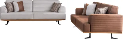 Produktbild von Modernes Dreisitzer-Sofagarnitur in Braun und Grau Farbe für Wohnzimmer