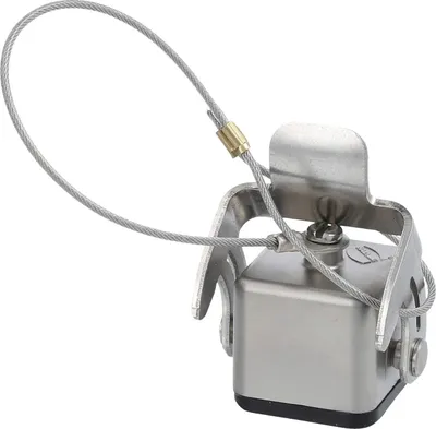 Produktbild von HARTING Schutzkappe 3A Edelstahl mit 1 Bügel für Oberteil Verliersicherung mit großer Schlaufe mit montiertem