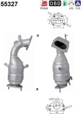 Produktbild von AS Katalysator Kat für ALFA ROMEO GIULIETTA (940) Euro 5/Euro 6 55327