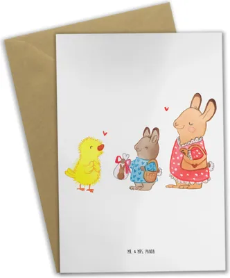 Produktbild von Mr. & Mrs. Panda Grußkarte Ostern Geschenke - Weiß - Geschenk, weihnachtskarten, Klappkarte, osterkarten, Hase, Ostergrüße, Ostergeschenke, einladungskarten, Frühling