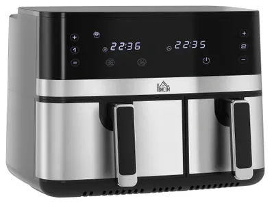 Immagine prodotto di Friggitrice ad aria HOMCOM da 8,5 L con doppia camera, 8 ricette in 1, nera