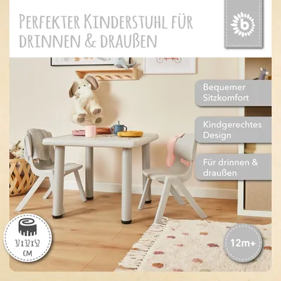 Produktbild von Bieco Kinderstuhl ab 1 jahr bis 80 kg belastbar stapelbar | drinnen draußen gartenstuhl kinder stuhl kinderzimmer  klappstuhl ab 3 jahre ab 2 jahre stuhl kinder hocker plastik kindersessel kleinkind