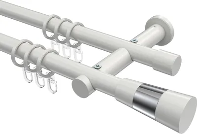 Produktbild von Interdeco Gardinenstange / Vorhangstange Weiß, Typ Platon Tanara (Konus Bicolor), 20 mm Ø 2-läufig, 120 cm