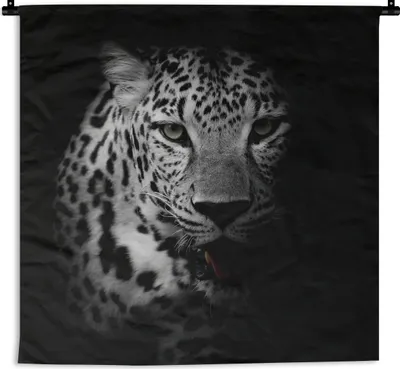 Produktbild von MuchoWow® Wandteppich Wandbehang Tiere - Schwarz - Weiß - Panther - Porträt 90x90 cm Tapisserie Dekoration Wandtuch - Wandaufhänger