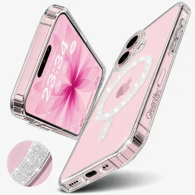 Produktbild von Hülle iPhone 17 Glitzer Case MagSafe, Transparent, Magnetische Schutzhülle mit Kameraschutz