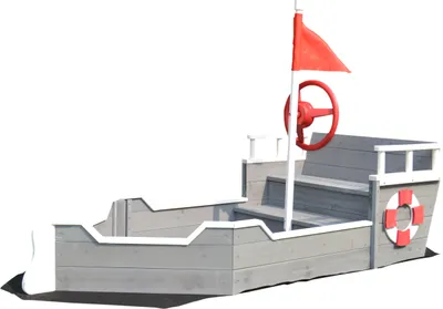 Produktbild von Rijoka Sandkasten aus Holz Boot – Inkl. Bodenplane – Sitzbank mit Ablagefach – Schiff Spielplatz Ausrüstung - 1530 x 778 x 880mm
