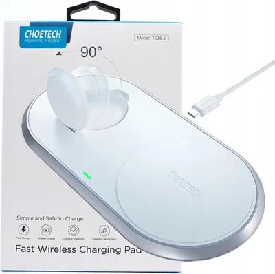 Immagine prodotto di Caricabatterie wireless Choetech Qi 2W1 per smartphone / Apple Watch con supporto (Mfi) Usb Tipo C Bianco (T317)