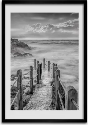 Produktbild von Bild - Bilderrahmen - 50 cm x 70 cm - MDF - Rahmen - Wandkunst Weg am Meer