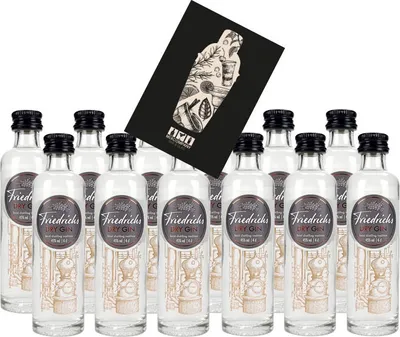 Produktbild von Friedrichs Dry Gin Miniatur 12x 40ml (45% vol) Friedrichs Gin Mini- [Enthält Sulfite]