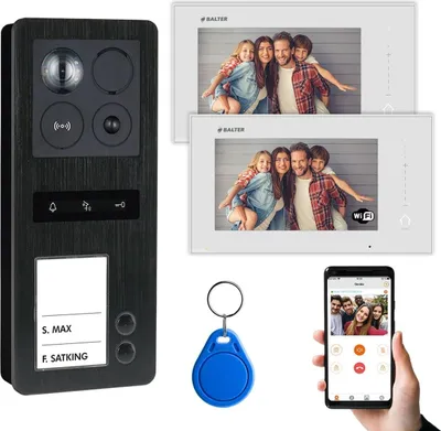 Produktbild von BALTER ERA Schwarz IP Aufputz 7" WiFi Monitor RFID Full HD Video Türsprechanlage Set 2 Familienhaus