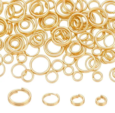 100 goldene Doppel-Sprengringe 4–8 mm, vergoldet, für Schmuck