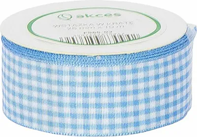 Produktbild von STOFFBAND Dekoband Stoffbänder Geschenkband weiß und blau kariert 25mm/10m