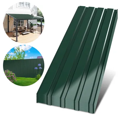 Image de Eikuavons 24 x tôles trapézoïdales 115 cm x 45 cm = 12 m² de tôles de toiture pour abri de jardin/carport, galvanisées, vert, tôles profilées, tôles murales, tôles de toiture, tôles ondulées, panneaux de toiture