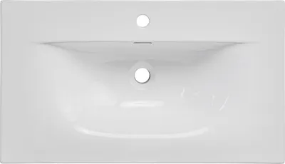 Produktbild von Rechteckiges Einbauwaschbecken aus glänzender weißer Keramik, 80 cm