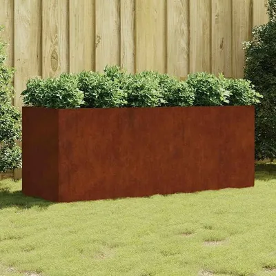 Produktbild von Hochbeet Metall 200x80x80 cm, Garten Hochbeet aus Cortenstahl, Rechteckig Pflanzbeet Blumenbeet Frühbeet Gartenbeet mit Blumenkasten für Gemüse Obst Kräuter & Blumen