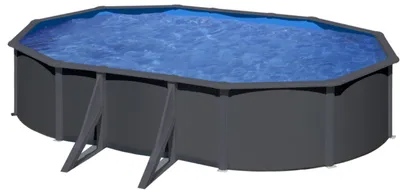 Produktbild von GRE Ovaler Stahlwandpool mit Anthrazitoptik KIT500GY – 500 x 300 x 120 cm, Komplettset