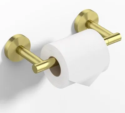 Produktbild von Ibenzoa® Eleganter Toilettenpapierhalter aus 304 Edelstahl – drehbares Doppelpfosten‑Design, für große Rollen, Gold, Wandabstand 2,5 Zoll
