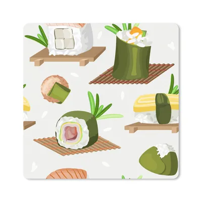 Produktbild von MuchoWow® Mauspad Mousepad Sushi - Muster - Lebensmittel 30x30 cm - Mousepads - Maus Mat - Pad - Mausunterlage - Gaming